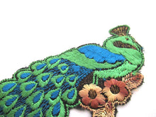 Peacock Applique 1930s Antique Embroidered Peacock applique, patch. Vintage bird patch, sewing supply.