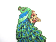 Peacock Applique 1930s Antique Embroidered Peacock applique, patch. Vintage bird patch, sewing supply.