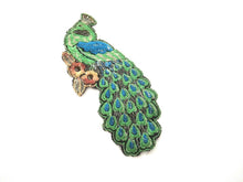 Peacock Applique 1930s Antique Embroidered Peacock applique, patch. Vintage bird patch, sewing supply.
