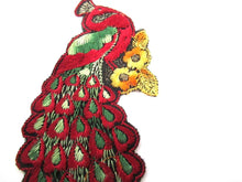 Peacock Applique 1930s Antique Embroidered Peacock applique, patch. Vintage bird patch, sewing supply.