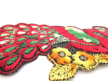Peacock Applique 1930s Antique Embroidered Peacock applique, patch. Vintage bird patch, sewing supply.
