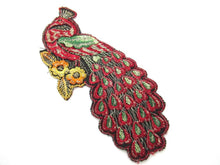 Peacock Applique 1930s Antique Embroidered Peacock applique, patch. Vintage bird patch, sewing supply.