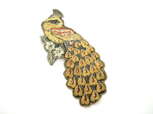 Peacock Applique 1930s Antique Embroidered Peacock applique, patch. Vintage bird patch, sewing supply.