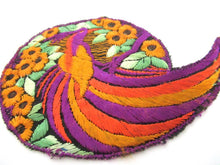 Bird of paradise Applique 1930s Vintage Embroidered Bird applique, application, patch. Vintage patch, sewing supply.