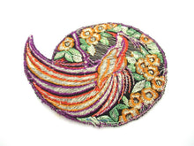 Bird of paradise Applique 1930s Vintage Embroidered Bird applique, application, patch. Vintage patch, sewing supply.
