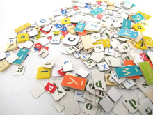 400+ pcs mixed letter tiles, lot letter mix, game pieces. Assortment scrapbook letters, alphabet mix, word art supply.