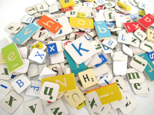 350+ pcs mixed letter tiles, lot letter mix, game pieces. Assortment scrapbook letters, alphabet mix, word art supply.