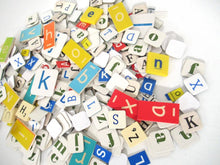 350+ pcs mixed letter tiles, lot letter mix, game pieces. Assortment scrapbook letters, alphabet mix, word art supply.