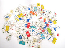 350+ pcs mixed letter tiles, lot letter mix, game pieces. Assortment scrapbook letters, alphabet mix, word art supply.
