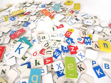 350+ pcs mixed letter tiles, lot letter mix, game pieces. Assortment scrapbook letters, alphabet mix, word art supply.