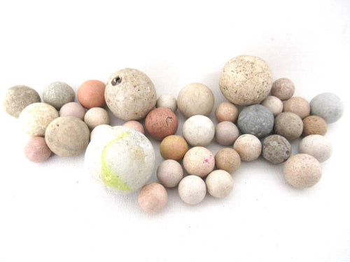 Marbles, Set of 35 Antique Clay Marbles.