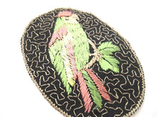 Antique Bird Parrot Applique with flowers 1930's. Vintage patch, sewing supply.