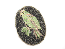 Antique Bird Parrot Applique with flowers 1930's. Vintage patch, sewing supply.