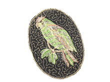 Antique Bird Parrot Applique with flowers 1930's. Vintage patch, sewing supply.