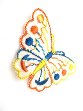 Small Vintage butterfly applique, 1930s vintage embroidered applique. Vintage patch, sewing supply.