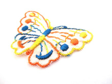 Small Vintage butterfly applique, 1930s vintage embroidered applique. Vintage patch, sewing supply.