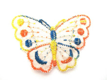 Small Vintage butterfly applique, 1930s vintage embroidered applique. Vintage patch, sewing supply.