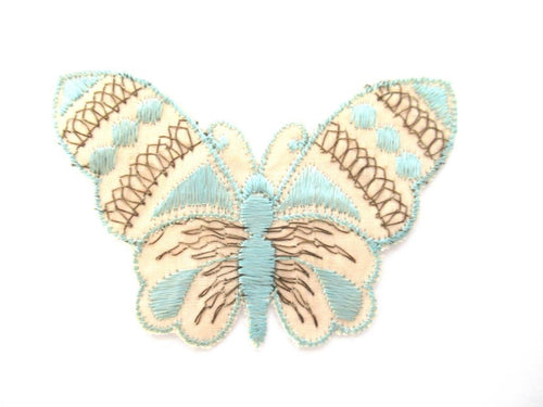 Antique Blue Butterfly applique 1930s. Vintage patch, sewing supply. Crazy quilt.