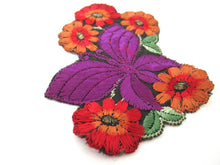 Applique, butterfly, flower patch, 1930s vintage embroidered applique. Vintage floral patch, sewing supply.