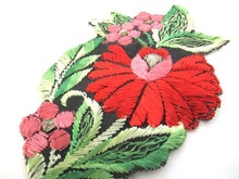 Flower Patch, Applique, 1930s vintage embroidered applique. Vintage floral patch, sewing supply.