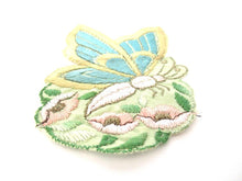 Antique Applique butterfly applique, 1930s vintage embroidered applique. Vintage floral patch, sewing supply.
