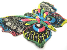 Butterfly applique, 1930s vintage embroidered applique. Vintage patch, sewing supply. Applique, Crazy quilt.