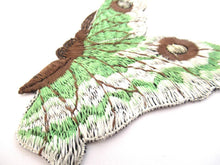 Antique Green Butterfly applique, Vintage patch, Crazy quilt.