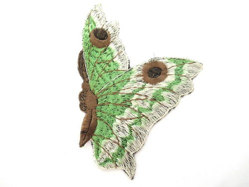 Antique Green Butterfly applique, Vintage patch, Crazy quilt.
