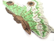 Antique Green Butterfly applique, Vintage patch, Crazy quilt.