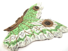 Antique Green Butterfly applique, Vintage patch, Crazy quilt.