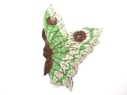 Antique Green Butterfly applique, Vintage patch, Crazy quilt.