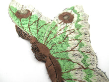 Antique Green Butterfly applique, Vintage patch, Crazy quilt.