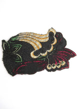 Butterfly on flower applique, 1930s vintage embroidered applique. Vintage floral patch, sewing supply.