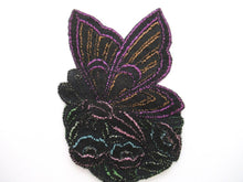 Applique, butterfly applique, 1930s vintage embroidered applique. Vintage floral patch, sewing supply.