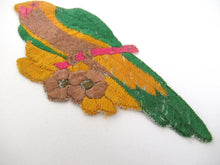 Bird Applique 1930s Vintage Embroidered Bird  Parrot applique. Sewing supply.