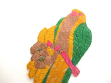 Bird Applique 1930s Vintage Embroidered Bird  Parrot applique. Sewing supply.