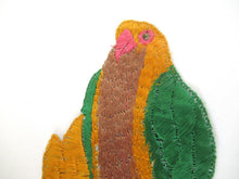Bird Applique 1930s Vintage Embroidered Bird  Parrot applique. Sewing supply.