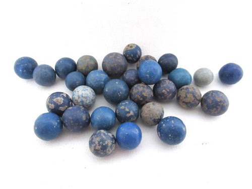 Blue Clay Marbles, Set of 30 Antique Clay Marbles, Antique marbles.