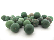 Green Clay Marbles, Set of 30 Antique Clay Marbles, Antique marbles.