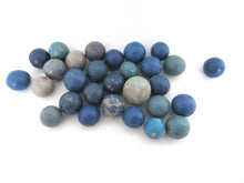 Blue Clay Marbles, Set of 30 Antique Clay Marbles, Antique marbles.