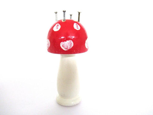 Knitting Nancy, Wooden Mushroom Knitting Doll, French Knitting, Bobbin Doll, Mushroom.