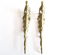 A Set of 2 Antique Brass Ornaments / Corners. Authentic antique hardware, embellishment restoration supply.