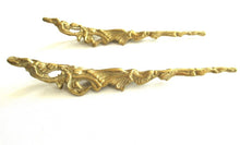 A Set of 2 Antique Brass Ornaments / Corners. Authentic antique hardware, embellishment restoration supply.