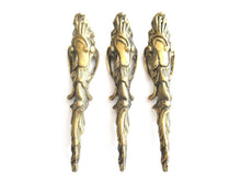 A Set of 3 Antique Brass Ornaments / Corners. Authentic antique hardware, embellishment restoration supply.