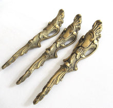 A Set of 3 Antique Brass Ornaments / Corners. Authentic antique hardware, embellishment restoration supply.