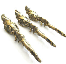 A Set of 3 Antique Brass Ornaments / Corners. Authentic antique hardware, embellishment restoration supply.