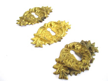 Set of 3 Antique thin Brass Stamped, pressed Brass, Copper Ornaments. Brass furniture appliques.
