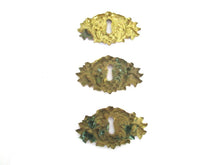 Set of 3 Antique thin Brass Stamped, pressed Brass, Copper Ornaments. Brass furniture appliques.