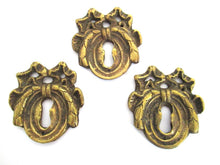 Antique Bow Escutcheon, Solid Brass, Keyhole Cover.