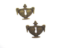 Antique Brass escutcheon, keyhole frame, Ram, Empire.